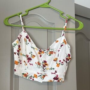 Ambiance White Camisole with Floral Design